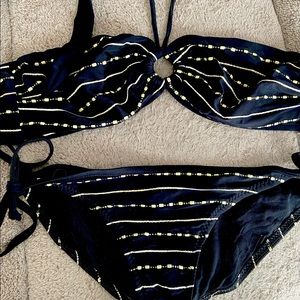 Beautiful Bandeau bikini.  Gold and black.